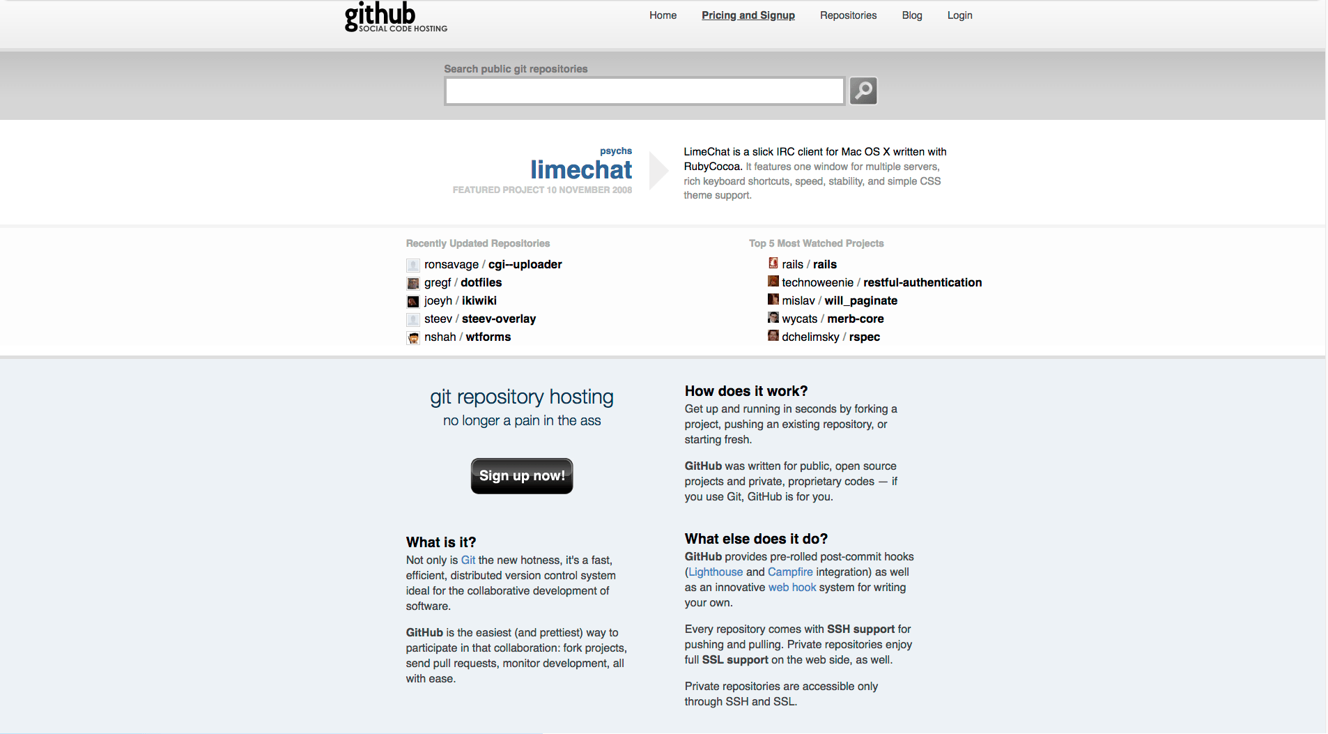 Github, having just started out in 2008