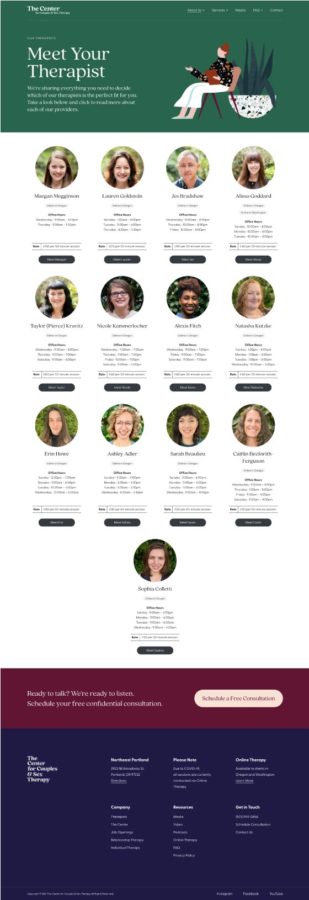 therapists' profiles - new website design